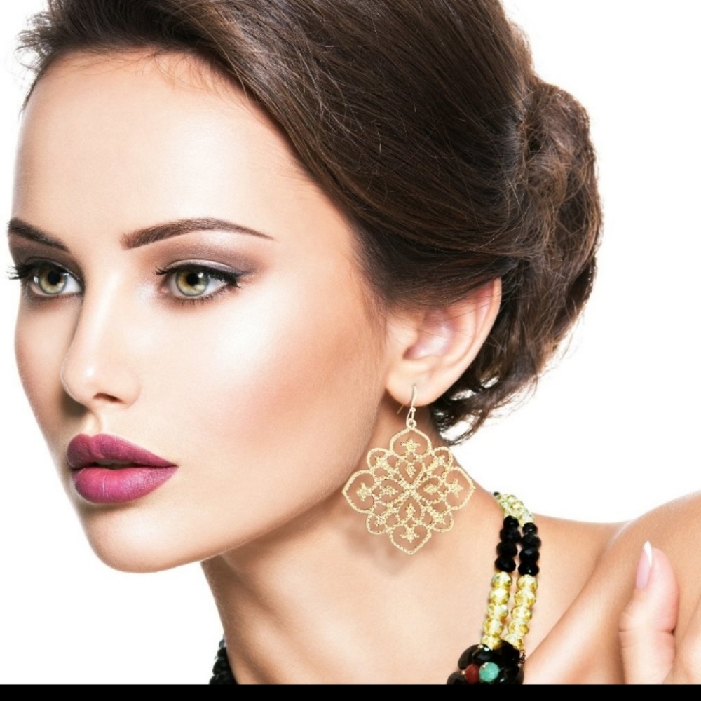 Goldtone Moroccan Boho Syle Filigree Earrings